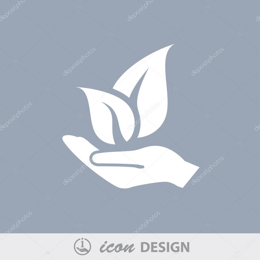 Leaves on hand icon