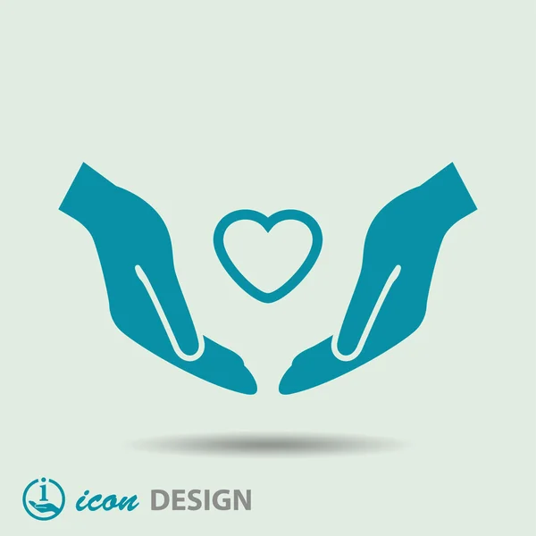 Pictografía del corazón en la mano — Vector de stock