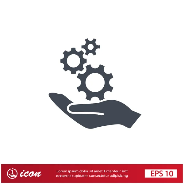 Gears on hand icon — Stock Vector