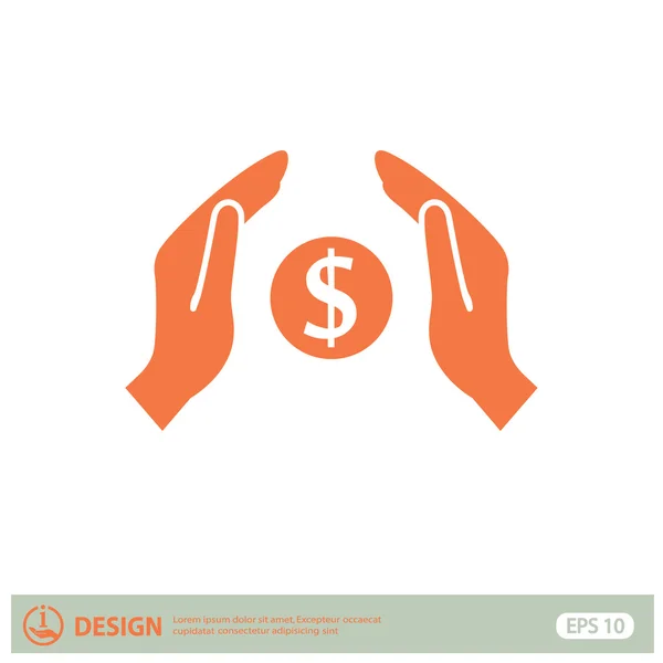 Pictograph of money in hands — Stock Vector