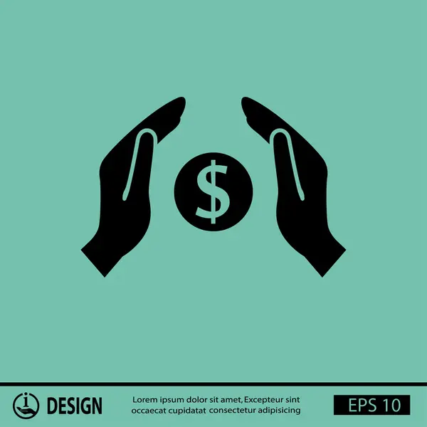 Pictogramme de l'argent entre les mains — Image vectorielle