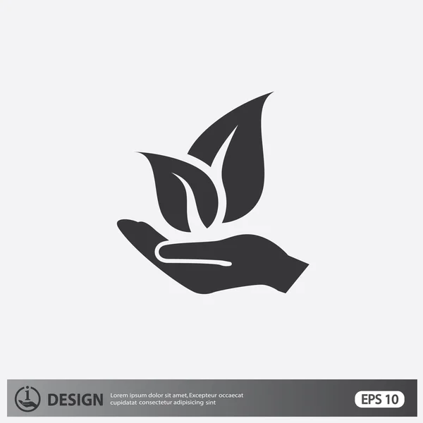 Leaves on hand icon — Stock Vector