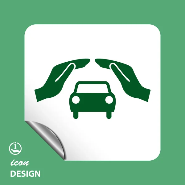 Pictograph of car in hands — Stock Vector