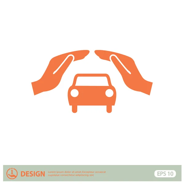 Pictograph of car in hands — Stock Vector