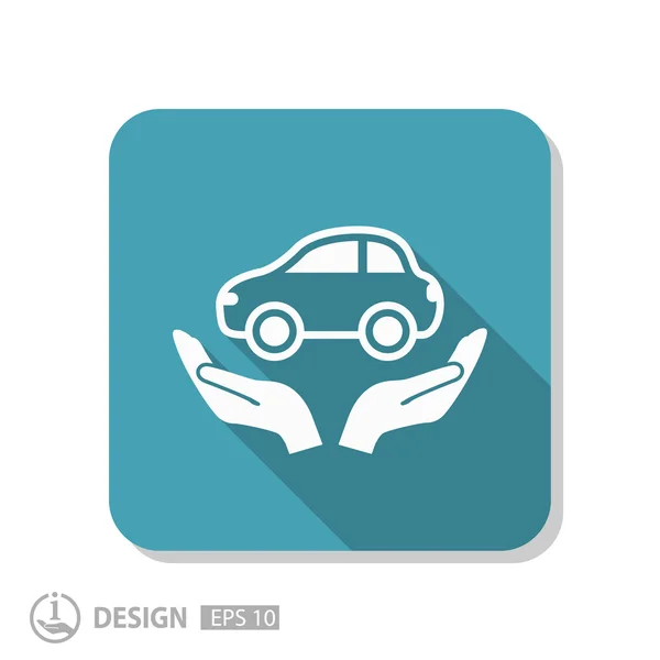 Pictograph of car on hands — Stock Vector