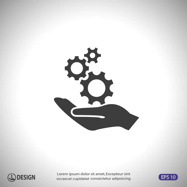 Gears on hand icon — Stock Vector