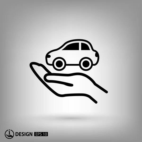 Pictografía del coche en la mano — Vector de stock