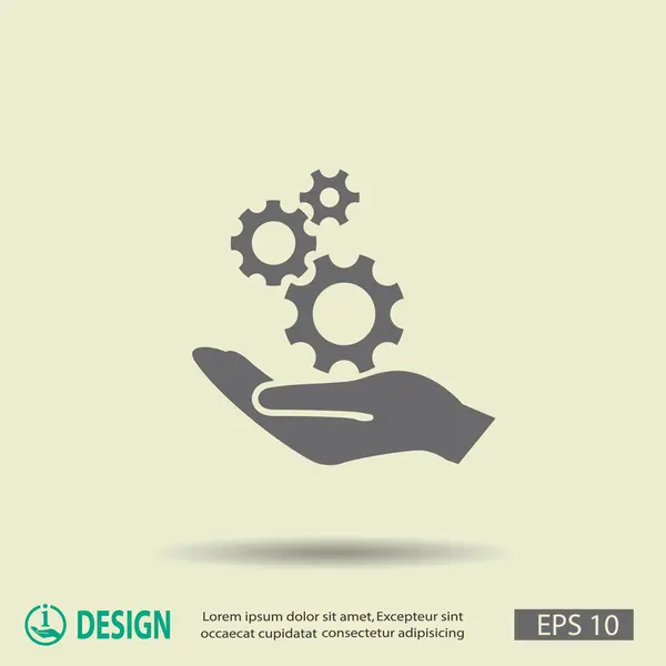 Gears on hand icon — Stock Vector