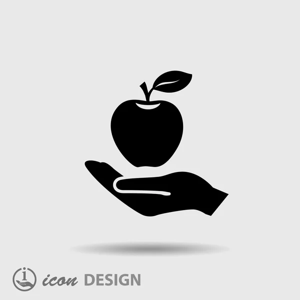 Pictograph av äpple på hand — Stock vektor
