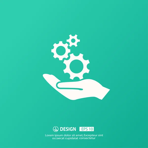 Gears on hand icon — Stock Vector