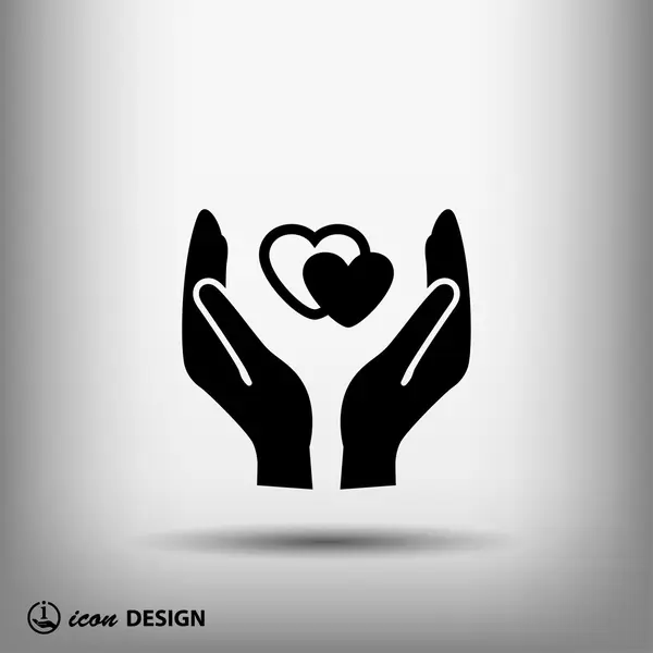 Pictograph of heart in hands — Stock Vector