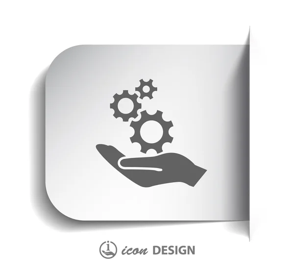 Engrenages sur l'icône de main — Image vectorielle