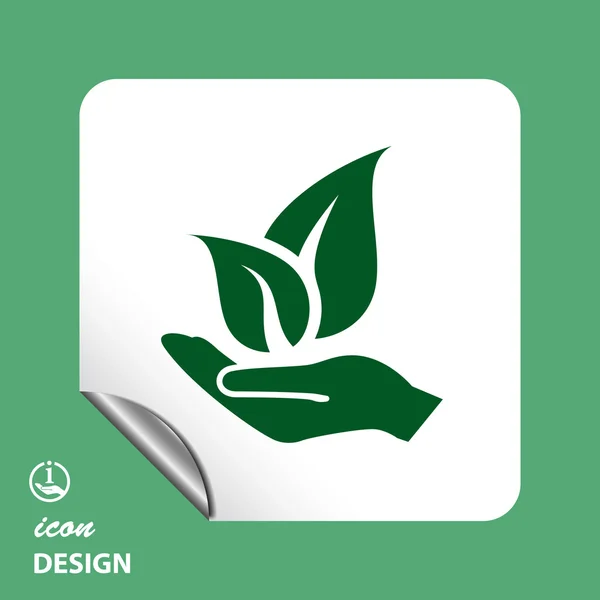 Leaves on hand icon — Stock Vector