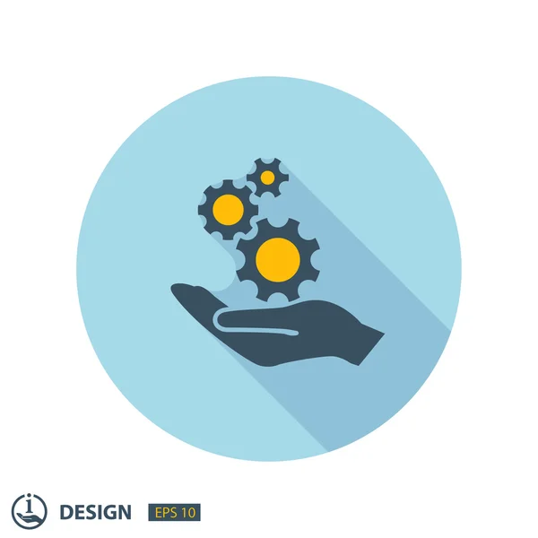 Gears on hand icon — Stock Vector