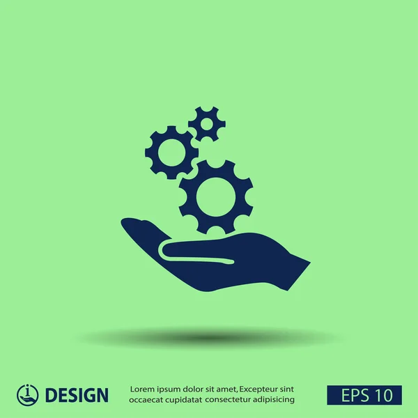 Gears on hand icon — Stock Vector