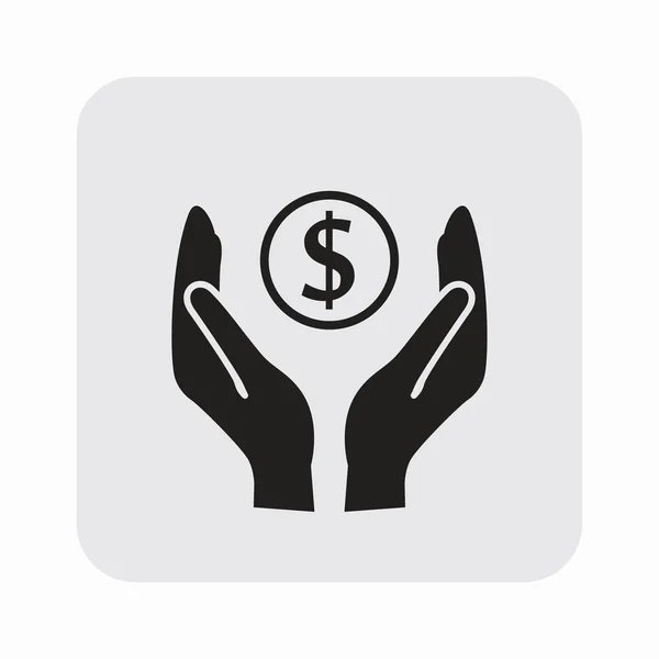 Piktograf peněz v rukou — Stockový vektor