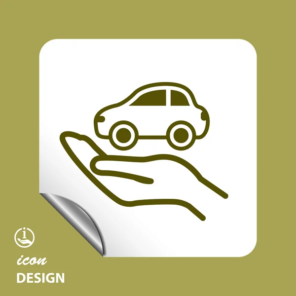 Pictograph of car on hand — Stock Vector