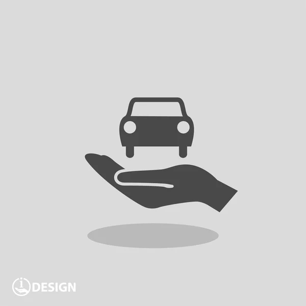 Pictografía del coche en la mano — Vector de stock