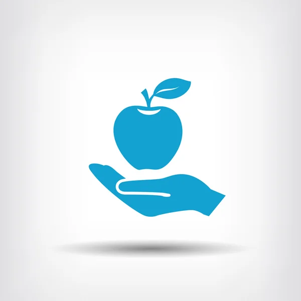 Piktogramm des Apfels zur Hand — Stockvektor