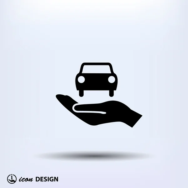 Pictografía del coche en la mano — Vector de stock