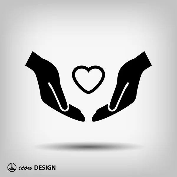 Pictograph of heart in hand — Stock Vector