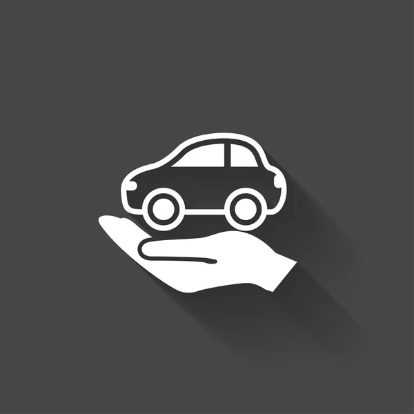 Pictogramme de la voiture dans les mains — Image vectorielle