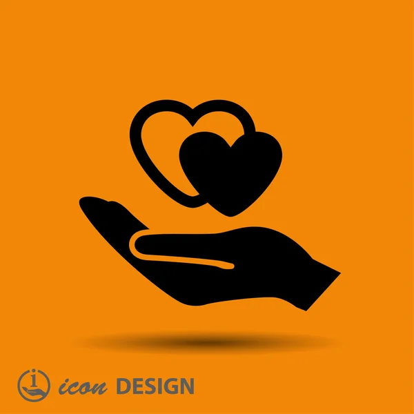 Pictograph of hearts in hand — Stock Vector