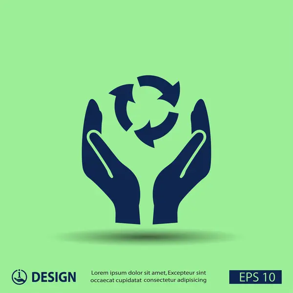 Pictograph of eco in hands — Stock Vector