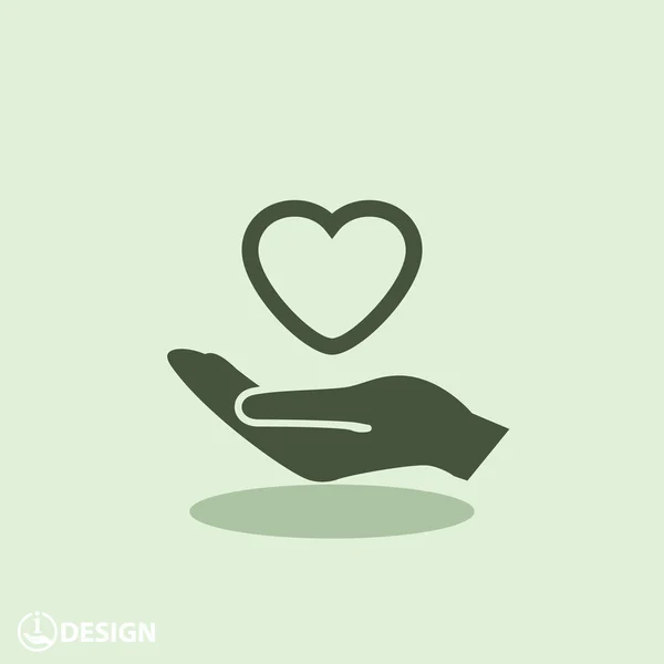 Pictografía del corazón en la mano — Vector de stock