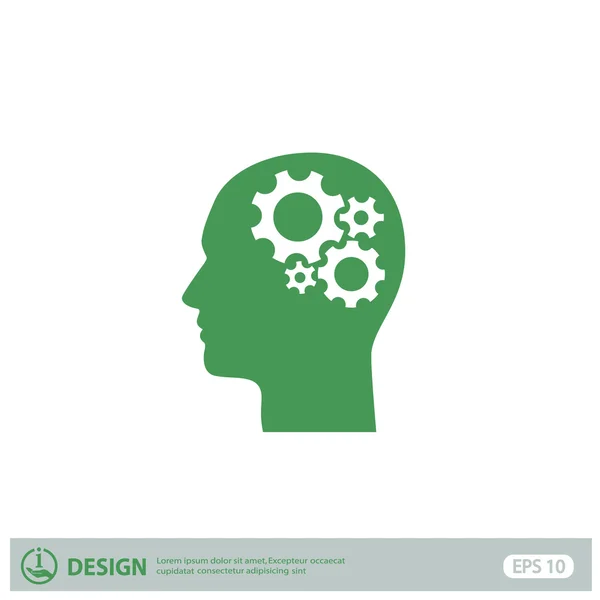 Pictograma de engrenagem na cabeça — Vetor de Stock