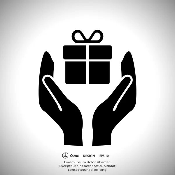 Pictograph of gift in hands — Stock Vector