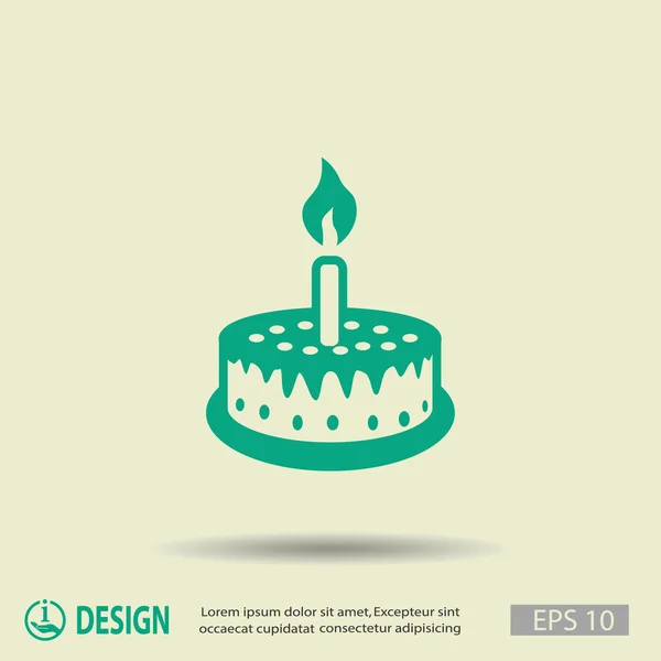Pictogramme de gâteau avec bougie — Image vectorielle