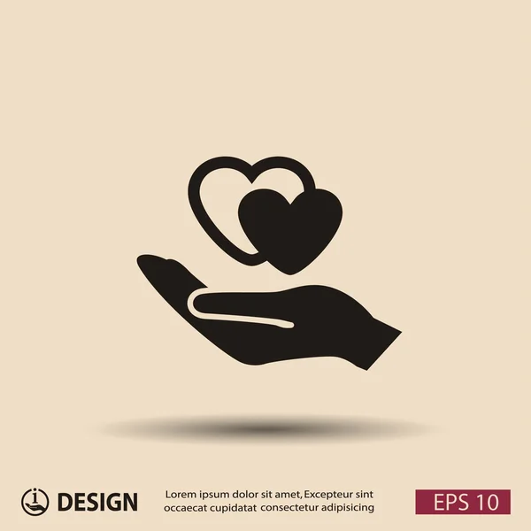 Pictograph voor hearts in hand — Stockvector