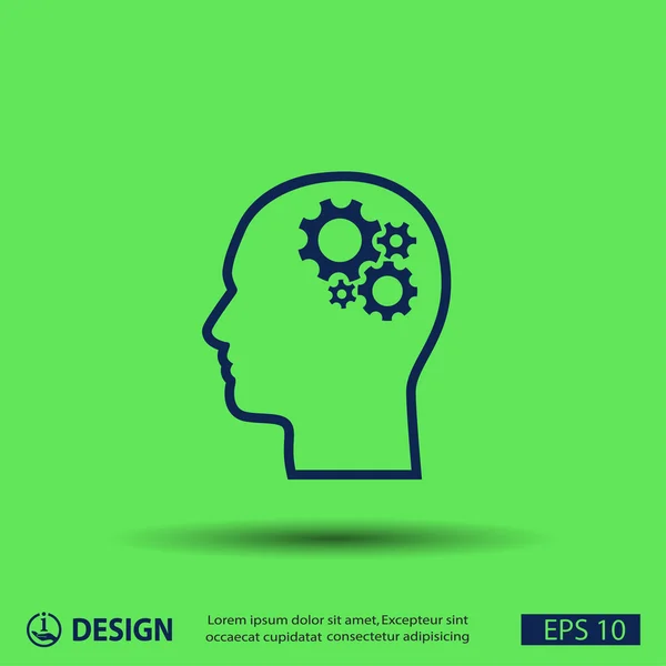 Pictografía del engranaje en la cabeza — Archivo Imágenes Vectoriales