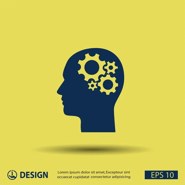 Pictograma de engrenagem na cabeça —  Vetores de Stock