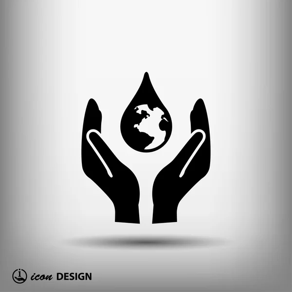 Water drop in hands — Stock Vector