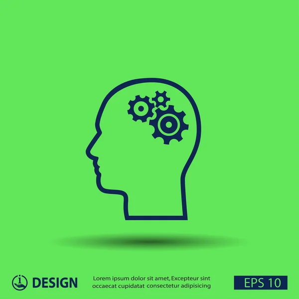 Pictograph of gears in head — Stock Vector