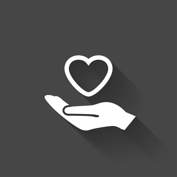 A szív a kéz pictograph — Stock Vector