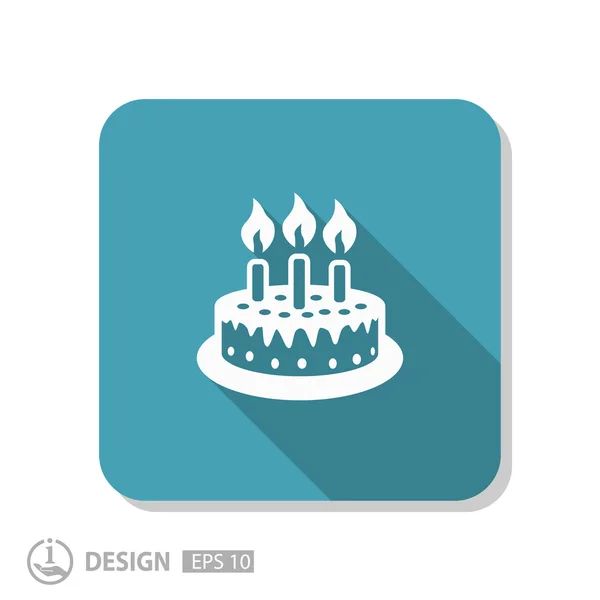 Cake met kaarsen pictogram — Stockvector