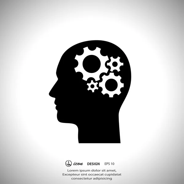 Pictograph of gear in head — Stock Vector