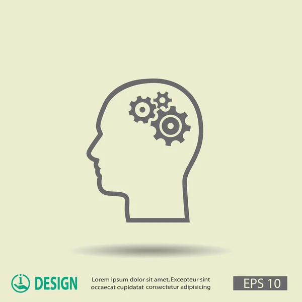Piktogramm der Zahnräder im Kopf — Stockvektor