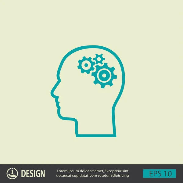 Pictograma de engrenagens na cabeça —  Vetores de Stock