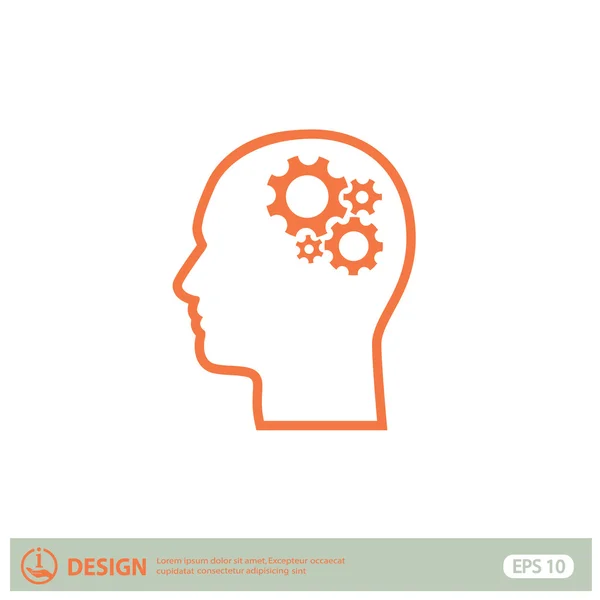 Pictograma de engrenagem na cabeça — Vetor de Stock