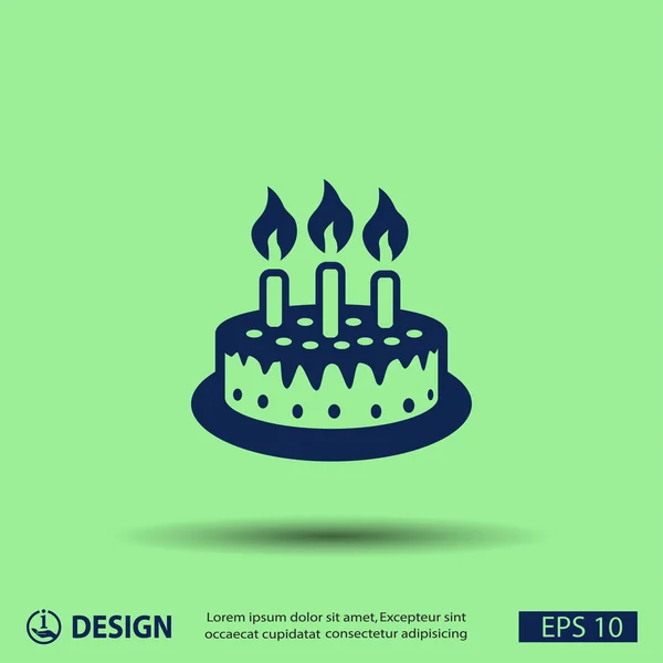 Cake met kaarsen pictogram — Stockvector