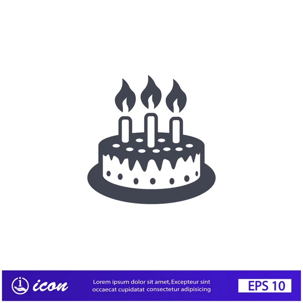 Gâteau avec icône de bougies — Image vectorielle