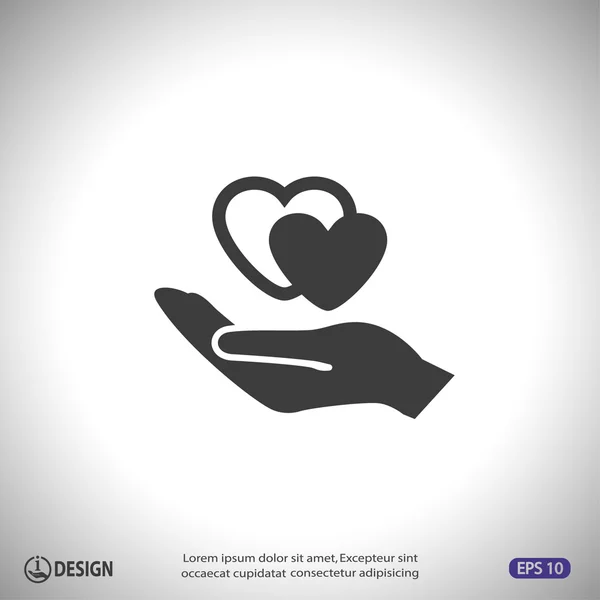 Pictograph of hearts in hand — Stock Vector