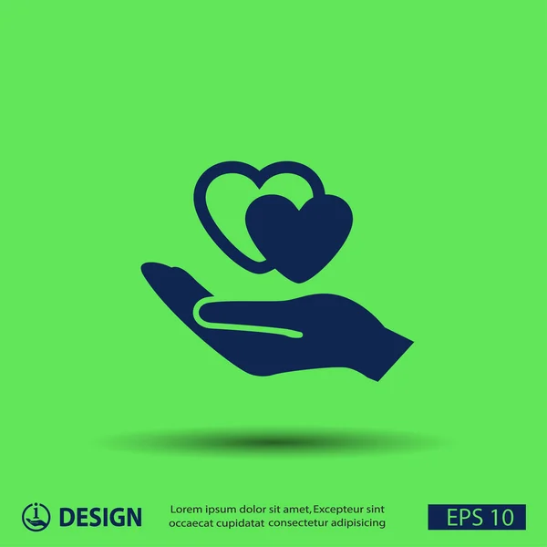 Pictograph voor hearts in hand — Stockvector