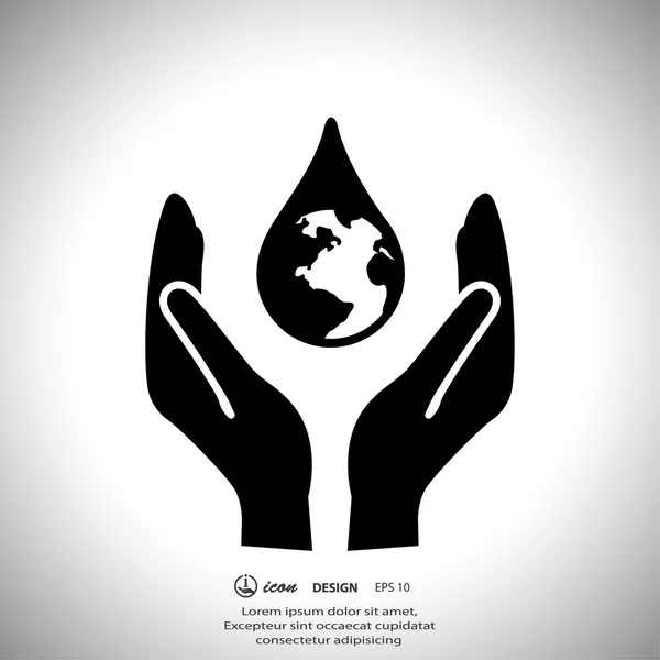 Water drop in hands — Stock Vector