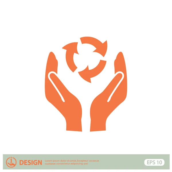 Pictograph of eco in hands — Stock Vector