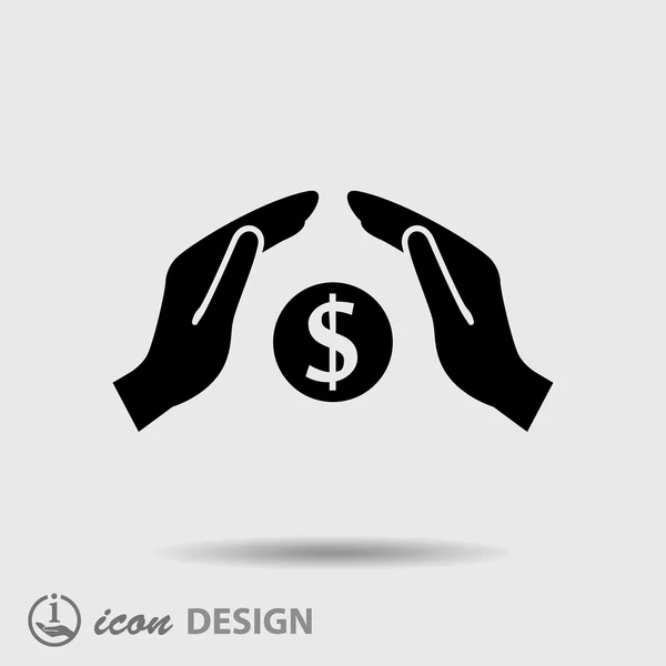 Pictograph of money in hands — Stock Vector